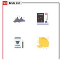 4 User Interface Flat Icon Pack of modern Signs and Symbols of mountain treatment nature hospital education Editable Vector Design Elements