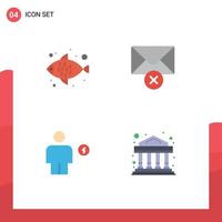 4 Thematic Vector Flat Icons and Editable Symbols of fish energy delete avatar bank Editable Vector Design Elements