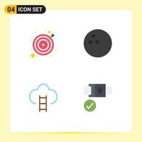 paquete de 4 iconos planos creativos de flecha lugar objetivo carrera cinturón elementos de diseño vectorial editables vector