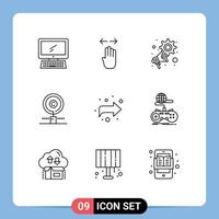 Pack of 9 creative Outlines of owner copyright left content megaphone Editable Vector Design Elements