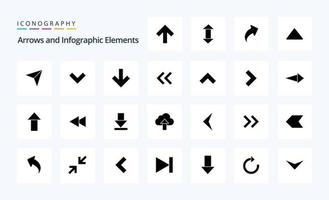 25 Arrow Solid Glyph icon pack vector