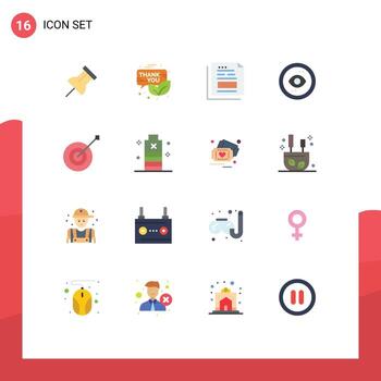 16 User Interface Flat Color Pack of modern Signs and Symbols of view interface data eye office Editable Pack of Creative Vector Design Elements