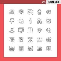 25 User Interface Line Pack of modern Signs and Symbols of engagment easter communication food cake Editable Vector Design Elements