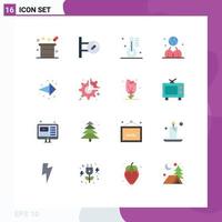 Pack of 16 Modern Flat Colors Signs and Symbols for Web Print Media such as management human medicine global food Editable Pack of Creative Vector Design Elements