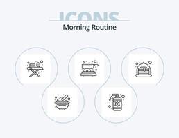 Morning Routine Line Icon Pack 5 Icon Design. liner. lips stick. bottle. set. comb vector