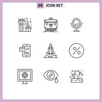 Outline Pack of 9 Universal Symbols of bussiness receiving sms portfolio chat message Editable Vector Design Elements