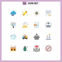 Modern Set of 16 Flat Colors Pictograph of ad web board touch click Editable Pack of Creative Vector Design Elements