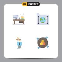 Modern Set of 4 Flat Icons Pictograph of table arrow monitor document choose Editable Vector Design Elements