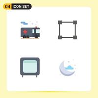 Group of 4 Flat Icons Signs and Symbols for emergency gold transportation rectangle open Editable Vector Design Elements