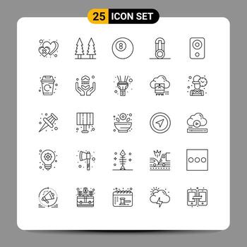 Group of 25 Lines Signs and Symbols for hardware devices ball computers pins Editable Vector Design Elements
