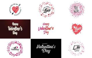 Happy Valentine's Day lettering template set vector