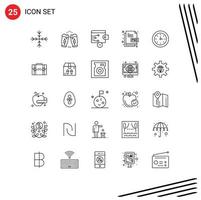 grupo de 25 líneas de signos y símbolos para el tipo de archivo educativo diseño de archivos de finanzas elementos de diseño vectorial editables vector