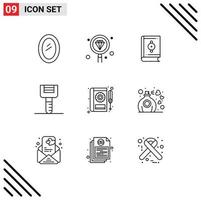 símbolos de iconos universales grupo de 9 esquemas modernos de herramientas utensilios de cocina programación comida quran elementos de diseño vectorial editables vector