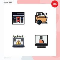 4 Universal Filledline Flat Colors Set for Web and Mobile Applications bookmark online website education crime Editable Vector Design Elements