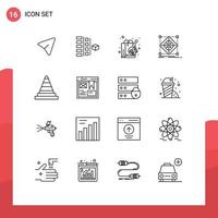 Pack of 16 Modern Outlines Signs and Symbols for Web Print Media such as preparation grid product cluster shopping Editable Vector Design Elements