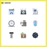 Set of 9 Modern UI Icons Symbols Signs for day and power school education Editable Vector Design Elements