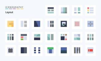 25 Layout Flat color icon pack vector