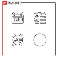 4 Creative Icons Modern Signs and Symbols of calendar moon businessman team skills circle Editable Vector Design Elements