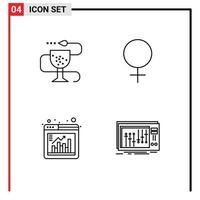 Modern Set of 4 Filledline Flat Colors and symbols such as disease bar medicine gender chart Editable Vector Design Elements