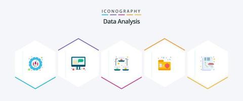 Data Analysis 25 Flat icon pack including security. network. management. folder. user vector