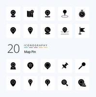 20 Map Pin Solid Glyph icon Pack like mark pin map map pin vector