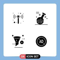 Editable Vector Line Pack of 4 Simple Solid Glyphs of technology filter element spa trash Editable Vector Design Elements