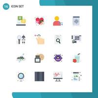 Set of 16 Commercial Flat Colors pack for search platform man developer api Editable Pack of Creative Vector Design Elements