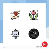 conjunto de 4 iconos de interfaz de usuario modernos símbolos signos para correo electrónico soporte de baño ducha natural elementos de diseño vectorial editables vector