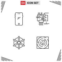 Set of 4 Modern UI Icons Symbols Signs for phone parts android customize ship Editable Vector Design Elements