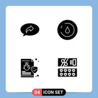 Group of 4 Solid Glyphs Signs and Symbols for basic file right power security Editable Vector Design Elements