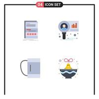 4 Creative Icons Modern Signs and Symbols of browser bag page diagram sport Editable Vector Design Elements