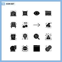 Solid Glyph Pack of 16 Universal Symbols of studio mixer rule dj vision Editable Vector Design Elements