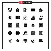 Universal Icon Symbols Group of 25 Modern Solid Glyphs of dollar compass ladder browse court Editable Vector Design Elements