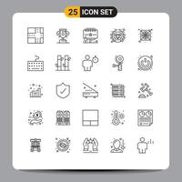 Set of 25 Modern UI Icons Symbols Signs for bamboo keyboard premium hardware cooler Editable Vector Design Elements