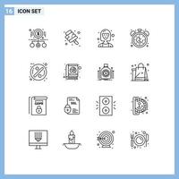 Modern Set of 16 Outlines and symbols such as discount time candy discount executive Editable Vector Design Elements