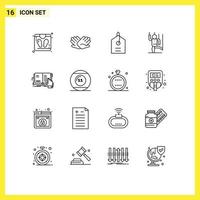 User Interface Pack of 16 Basic Outlines of lesson manipulation price manipulate control Editable Vector Design Elements