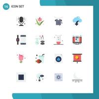 User Interface Pack of 16 Basic Flat Colors of smartphone connect drying data down Editable Pack of Creative Vector Design Elements