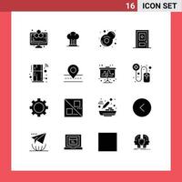 16 Universal Solid Glyphs Set for Web and Mobile Applications home door restaurant construction building Editable Vector Design Elements