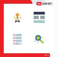 Editable Vector Line Pack of 4 Simple Flat Icons of solution layout hand collage data Editable Vector Design Elements