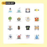 16 Flat Color concept for Websites Mobile and Apps tree easter arrow food report Editable Pack of Creative Vector Design Elements