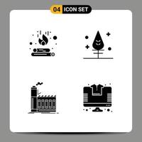 Stock Vector Icon Pack of 4 Line Signs and Symbols for campfire industry flame giving production Editable Vector Design Elements