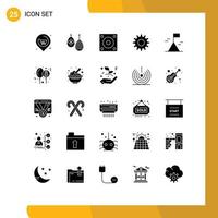 Pictogram Set of 25 Simple Solid Glyphs of nature adventure devices setting cogs Editable Vector Design Elements