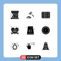 Modern Set of 9 Solid Glyphs Pictograph of cap autumn medical ribbon badge insignia Editable Vector Design Elements