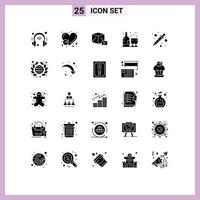 Group of 25 Solid Glyphs Signs and Symbols for color picker glass like birthday box Editable Vector Design Elements