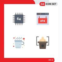 Universal Icon Symbols Group of 4 Modern Flat Icons of chip seo gadget error cup Editable Vector Design Elements