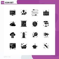 Modern Set of 16 Solid Glyphs and symbols such as hobbies handbag office wire cord Editable Vector Design Elements