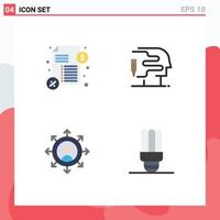 Modern Set of 4 Flat Icons Pictograph of loan energy saving human career light Editable Vector Design Elements