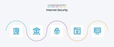 Internet Security Blue 5 Icon Pack Including internet. lock. web security. password vector