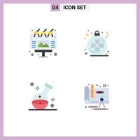 4 Universal Flat Icons Set for Web and Mobile Applications ad healthcare outdoor snowflake laboratory Editable Vector Design Elements