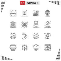 Universal Icon Symbols Group of 16 Modern Outlines of html dollar phone stack coin Editable Vector Design Elements